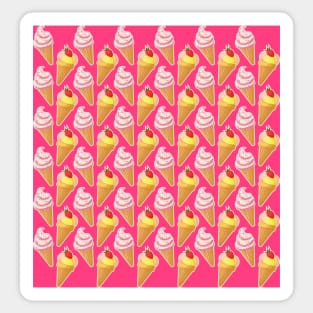 Kawaii pink pattern with pink strawberry ice cream Sticker